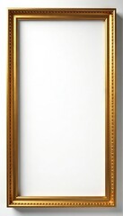 Elegant gold rectangle frame on white backdrop, border frame, golden rectangle, rectangular
