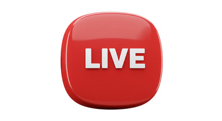 Live Streaming Icon. Red 'LIVE' button 3D icon.
