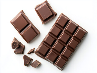 Chocolate Indulgence: A Collection of Bars on White Background, chocolate bar on white