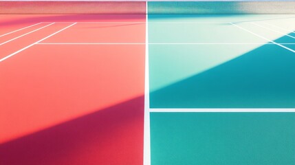 Vibrant 3D Rendered Illustration of a Tennis Court in Bright Colors