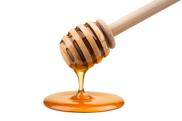  transparent png of  Golden Honey Dripping from Wooden Honeycomb Dipper