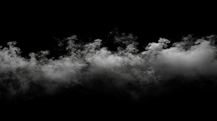 Fototapeta premium Mystical swirling smoke and misty fog on a black background for dramatic texture overlays, moody art, atmospheric designs, and visual effects