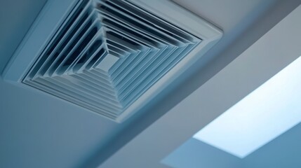 Naklejka premium Ventilation system installed in a modern interior with a skylight bringing natural light