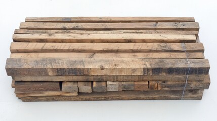 Fototapeta premium A stack of reclaimed lumber showing rustic textures and grain