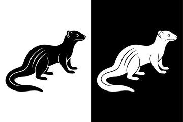 Mongoose Silhouette Vector Icon High-Quality Design on Black And White Background.