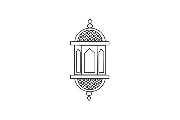 traditional islamic lamp arabic lantern outline drawing isolated on white background ornate moroccan lamp vintage style digital artwork