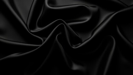 Obraz premium Luxurious black silk fabric with smooth, flowing folds creating an elegant texture.