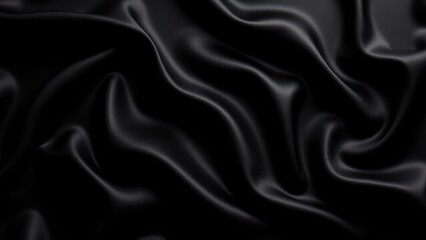 Obraz premium Smooth black silk fabric with elegant folds and a luxurious texture