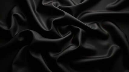 Obraz premium Luxurious black silk fabric with elegant folds and smooth texture.
