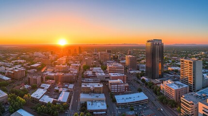 Aerial View of Boise Idaho Cityscape at Sunset