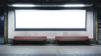 Obraz premium Blank Billboard at Night: Urban Advertising Space