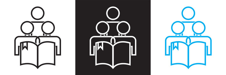 Education icon. Contains such icons as e-learning, virtual campus, unlimited access etc.  Isolated on white and black background. Vector illustration. EPS 10