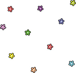 꽃 모양 꽃무늬 파티클 컨페티 일러스트 Flower-shaped flower-patterned particle confetti illustration