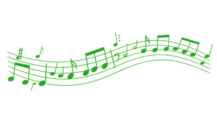 Green Musical Notes on Staff Lines for Sheet Music Inspiration
