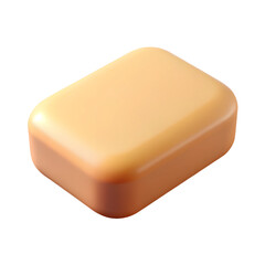 Orange Realistic soap bar. 3d rendering isolated on white background. Cartoon plastic style icon