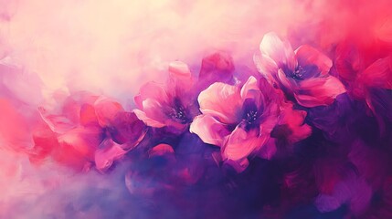 Vibrant Pink Floral Masterpiece: An Impressionistic Oil Painting of Blossoms