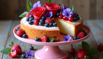 fruit cake with berries