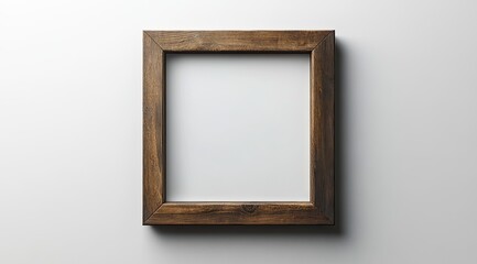 Empty wood picture frame on white background