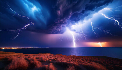 Lightning Storm over the Sea