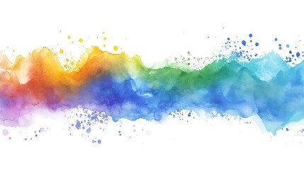 Fototapeta premium Vibrant Rainbow Watercolor Wash Abstract Art
