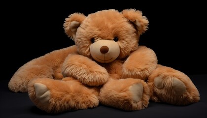Obraz premium Fluffy teddy bear on a soft orange blanket isolated on a neutral background