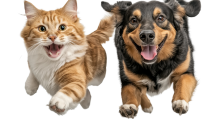 Joyful Pets Playful and Energetic Dogs and Cats Sharing an Affectionate Moment of Friendship and Happiness in a Domestic Setting