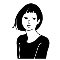 下を見る女性　ベクター線画