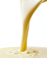 A rich, creamy liquid cascading into a splash.