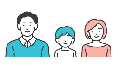 男の子がいる夫婦のベクターイラストアイコン