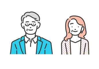 シニア夫婦のベクターイラストアイコン