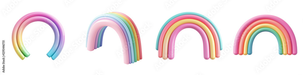 Fototapete pastel colored arched shapes abstract 3d rendered geometric backdrop minimalist modern and visually 