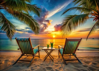 Silhouetted lovers share sunset cocktails, beach whispers carried on a warm breeze.