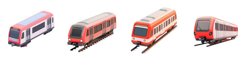 Naklejka premium Sleek and Fast Red Electric Commuter Trains Traveling on Railway Tracks in a Modern Urban Transportation Network