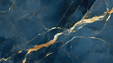 Fototapeta premium Abstract Blue Marble Texture with Gold Veins
