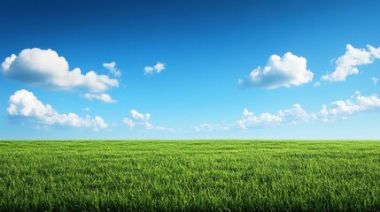 Serene Green Field Under a Blue Sky
