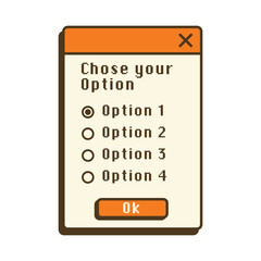his image is a retro-styled illustration of a chose option, designed to resemble an old-school web browser window.