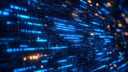 Abstract composition of interconnected lines and dots on a vibrant blue background