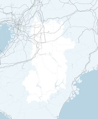 Fototapeta premium 日本の奈良県と隣接する都道府県を含む、シンプルなロードマップ