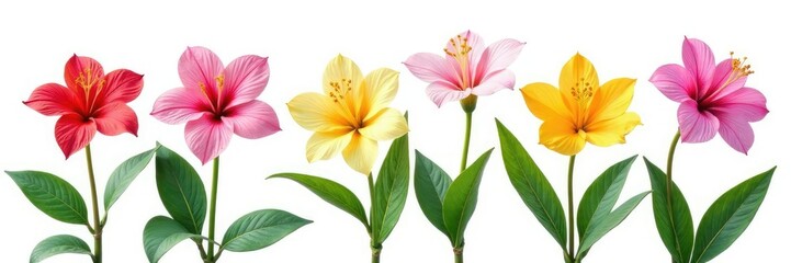 Obraz premium Fragrant flowers isolated on white background, leafy greens, nature, tuberose