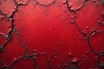 Fototapeta premium Deep crimson oxidized surface, cracked and peeling paint , crimson, rusty, wall