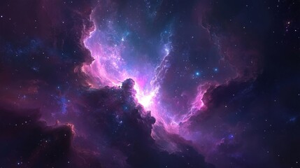 Cosmic Nebula: A Celestial Tapestry of Purple and Pink Hues