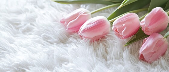 pink tulips with a white blank note