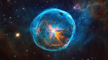 Obraz premium Stellar remnants form the bubble of an expanding planetary nebula
