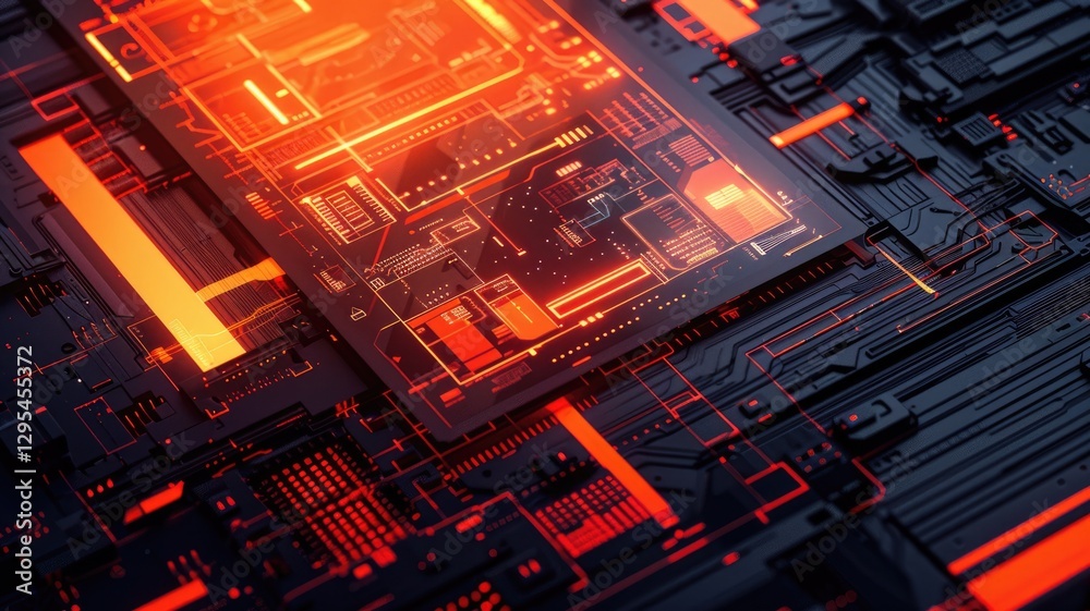 Wall mural abstract of digital shape or line and technological cyber style particle design connect in surreal e