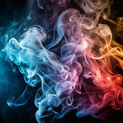 Obraz premium Abstract colorful smoke swirls on black background. (19)