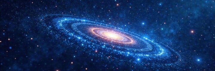 Obraz premium Dark blue space background with stars and planets in a spiral galaxy, nebula, cosmos, stars