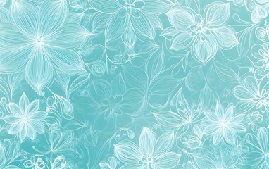 Elegant Teal Floral Pattern Background Subtle Line Art Design