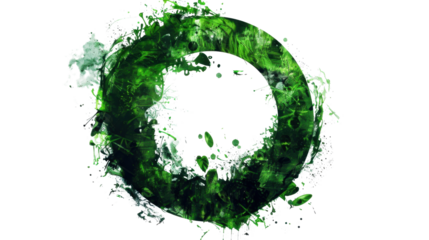 Green energy ring rotating with transparent background