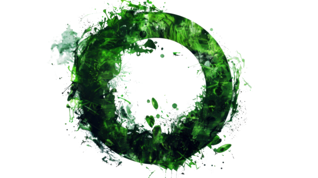 Green energy ring rotating with transparent background