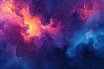 Abstract vibrant purple, blue, and orange swirls. Ideal for backgrounds, websites, or artistic projects needing a dynamic feel.